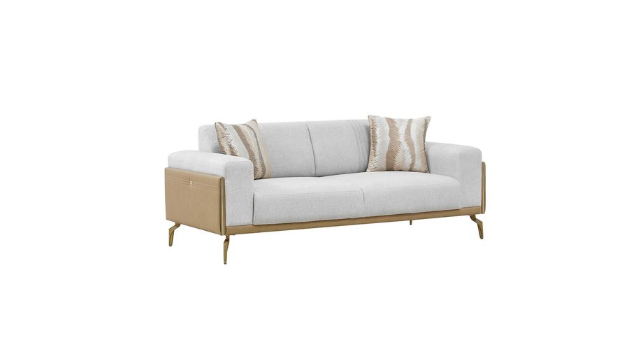 Montella 2-Sitzer Sofa - Taupe - Braun - goldene Füße