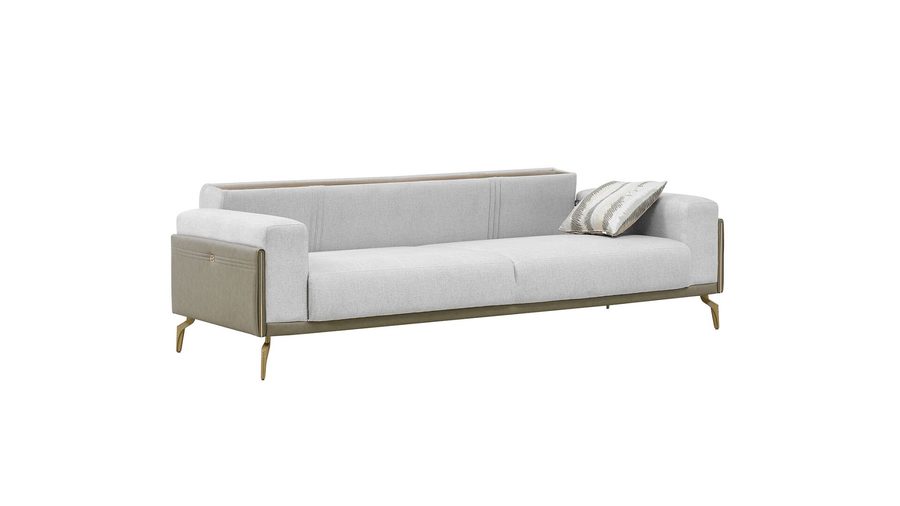 Montella 3-Sitzer Sofa - Taupe - Grün - goldene Füße