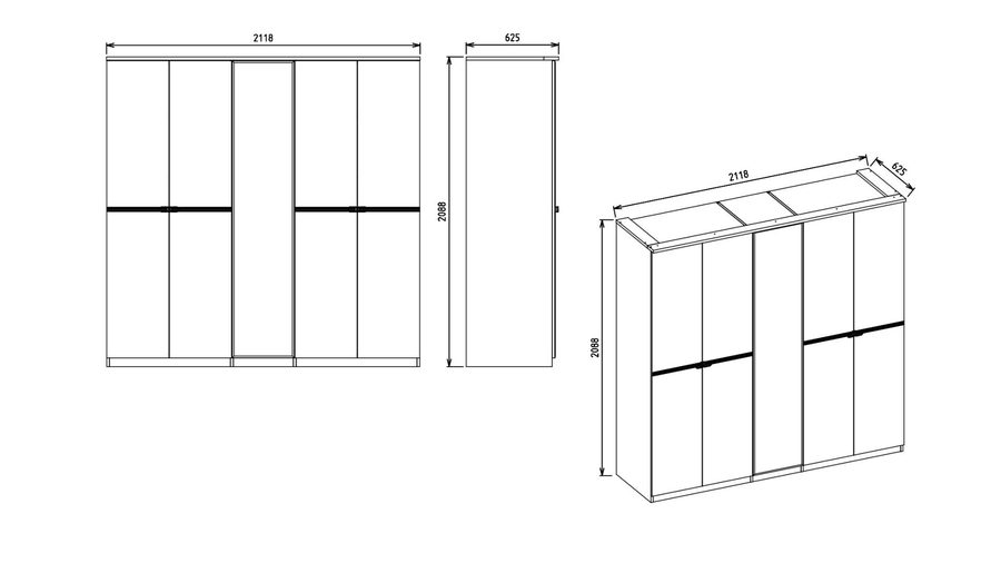 Nadia 5-türiger Kleiderschrank