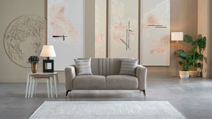 Nadia 2-Sitzer Sofa - Taupe - Bronze-Füße