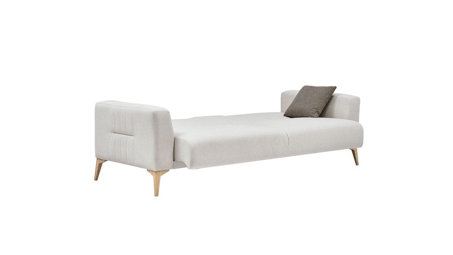 Nadia 3-Sitzer Sofa - Creme - Eiche-Füße
