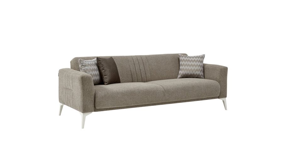 Nadia 3-Sitzer Sofa - Taupe - weiße Füße