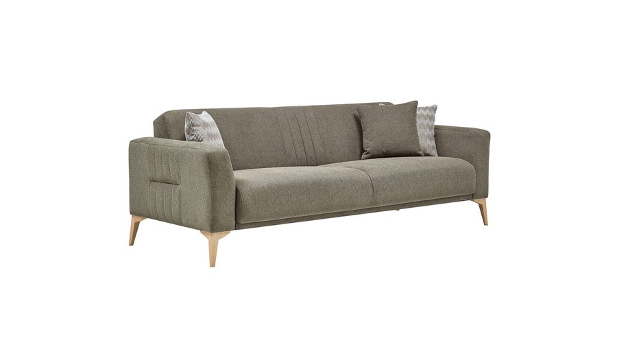 Nadia 3-Sitzer Sofa - Grün - Eiche-Füße