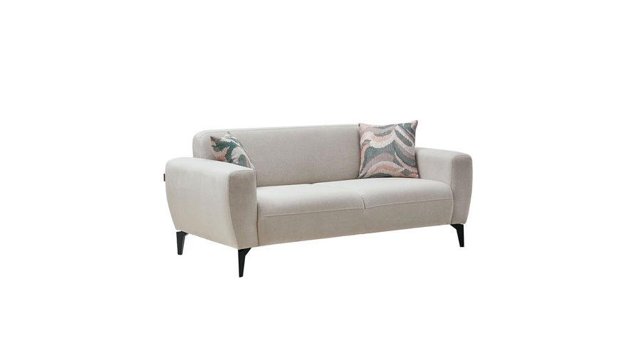 Orleon 2-Sitzer Sofa - Taupe - schwarze Füße
