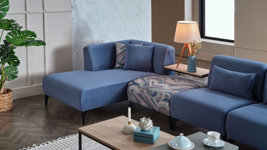 Orleon Ecksofa - Dunkelblau