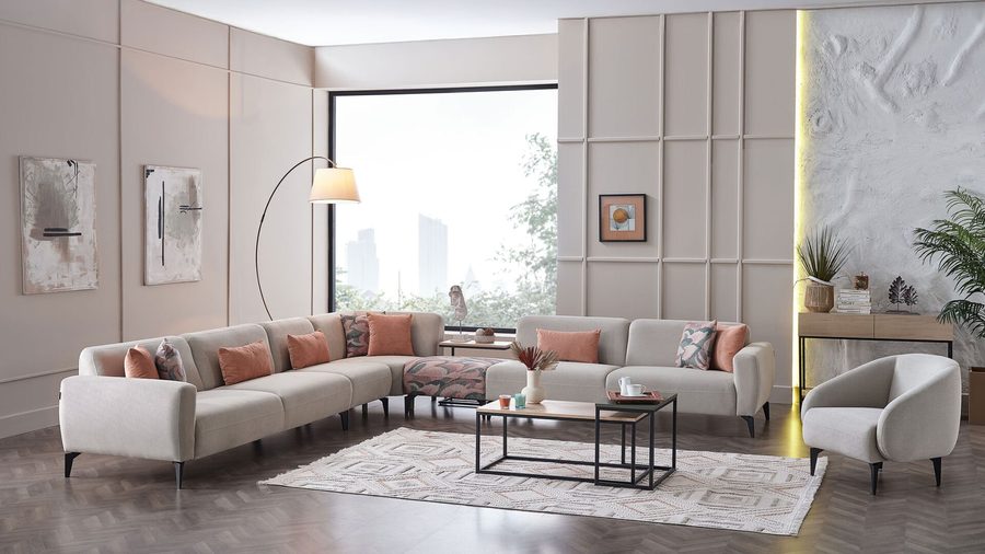 Orleon Wohnlandschaft Modular - Taupe - schwarze Füße