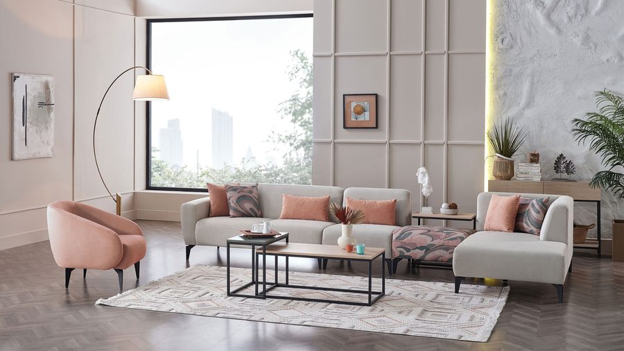 Orleon Wohnlandschaft Modular - Taupe - schwarze Füße