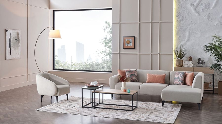 Orleon Wohnlandschaft Modular - Taupe - schwarze Füße