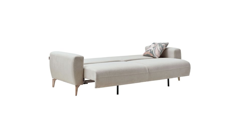 Orleon 3-Sitzer Sofa - Taupe - Eiche-Füße