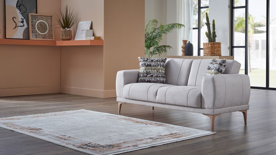 Porto 2-Sitzer Sofa - Creme - Eiche-Füße