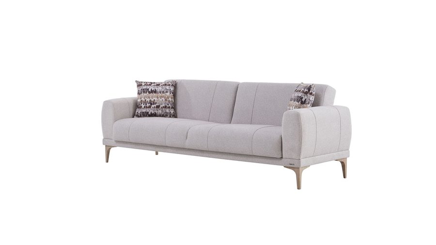 Porto 3-Sitzer Sofa - Creme - Eiche-Füße