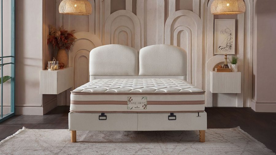Pure Soft Bettbox-Set mit Kopfteil und Matratze - Creme