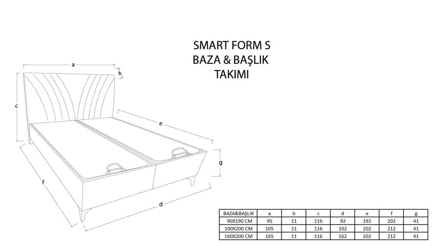 Smart Form S Bettbox Kopfteil Set - Stoff