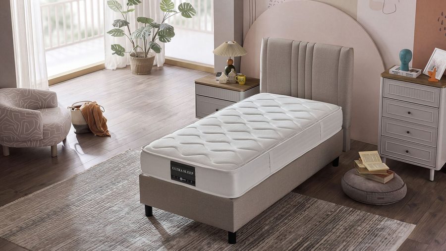 Ultra Sleep Bettbox-Set mit Kopfteil und Matratze 90x190