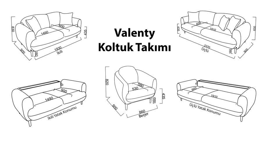 Valenty 3-Sitzer Sofa - Ziegelrot
