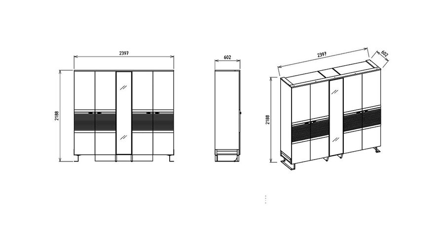 Veronica 5-türiger Kleiderschrank