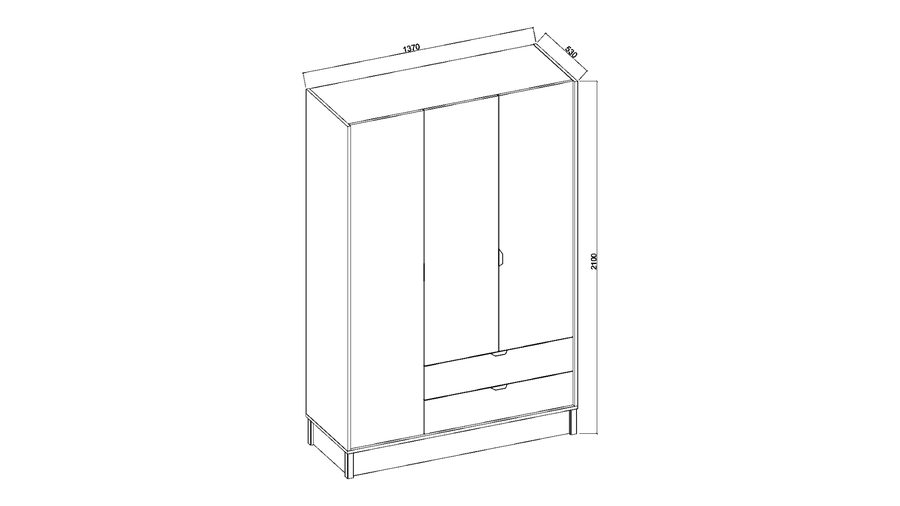Wendy 3-türiger Kleiderschrank