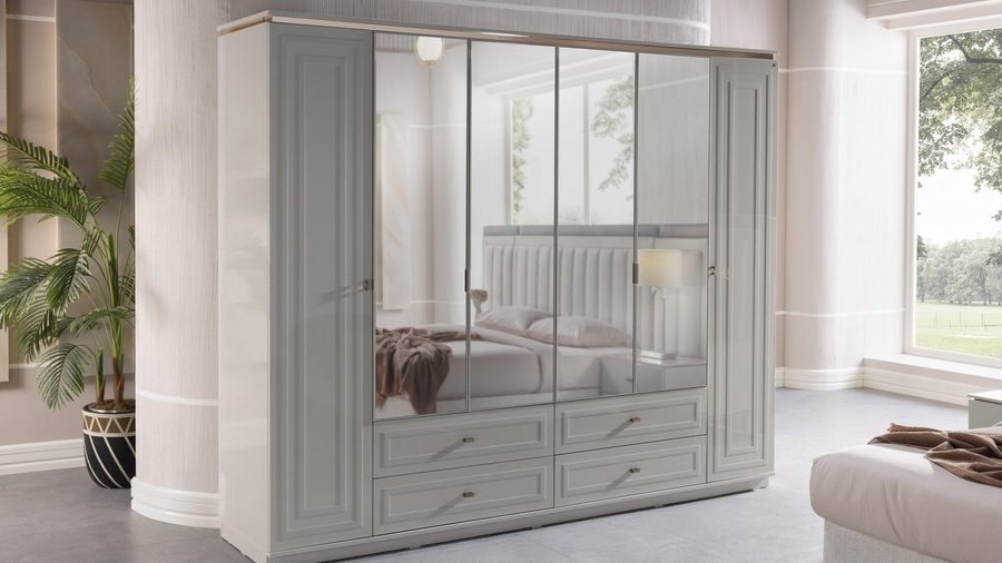 Briella mit Spiegel 6-türiger Kleiderschrank