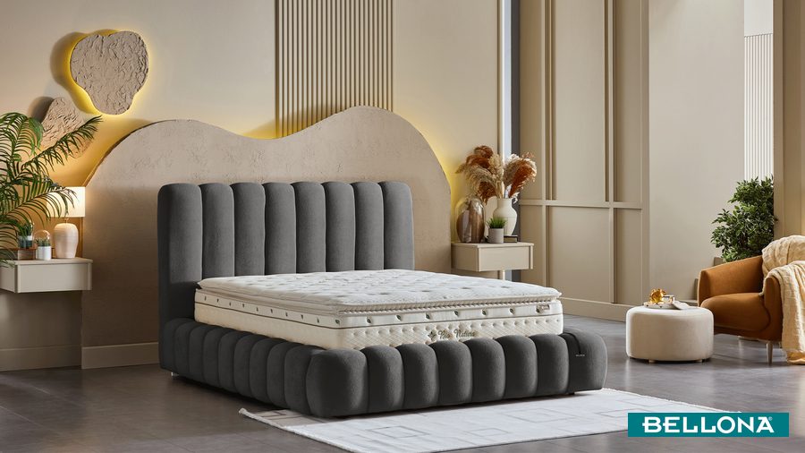 Bio Natura mit Kopfteil Bettgestell Set - Anthrazit von Bellona