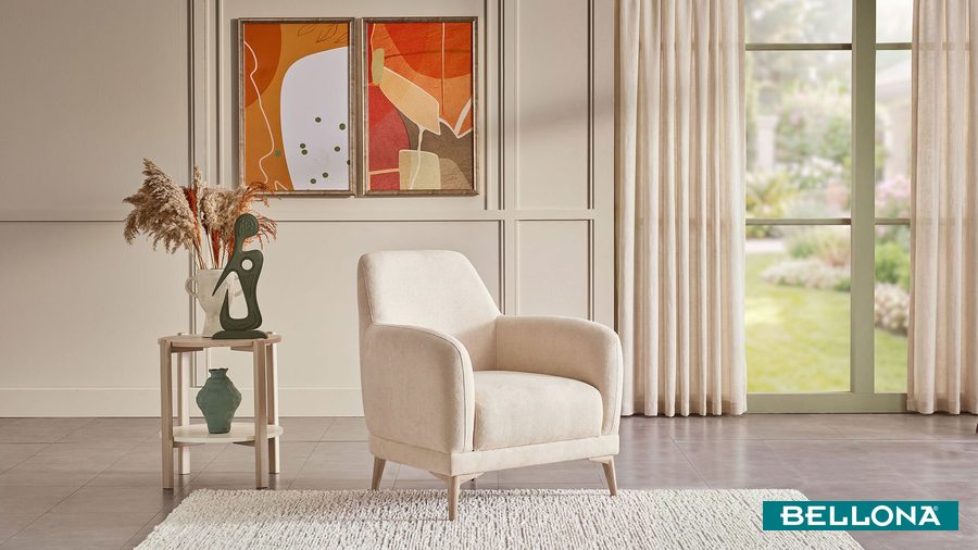 Livora Ohrensessel - Beige - Eiche-Füße von Bellona