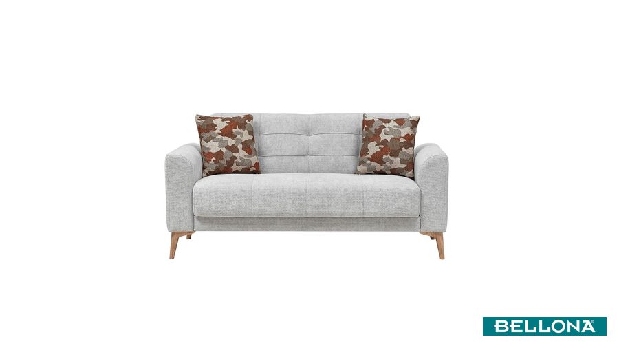 Luis 2-Sitzer Sofa - Stein Grau - Eiche-Füße von Bellona