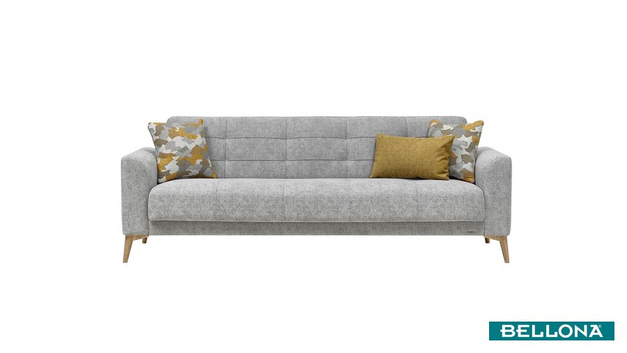 Luis 3-Sitzer Sofa - Grau - Eiche-Füße von Bellona