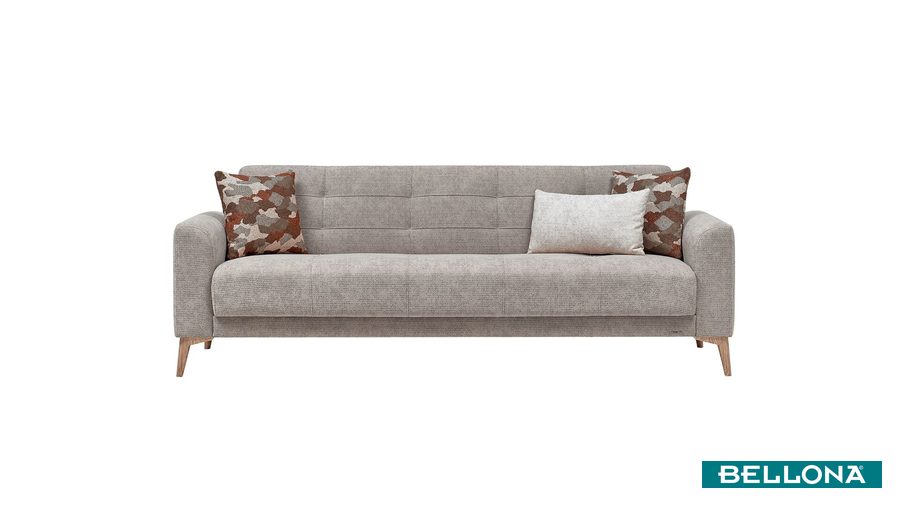 Luis 3-Sitzer Sofa - Taupe - Eiche-Füße von Bellona
