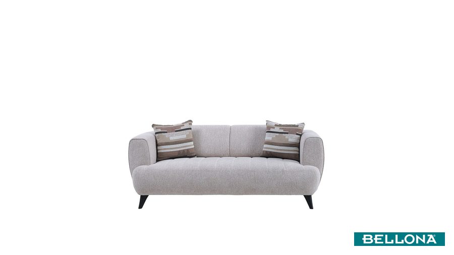 Mona 2-Sitzer Sofa - Beige - Braun Füße von Bellona