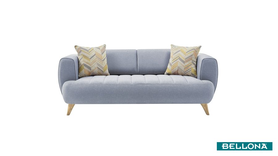 Mona 2-Sitzer Sofa - Blau - Eiche-Füße von Bellona