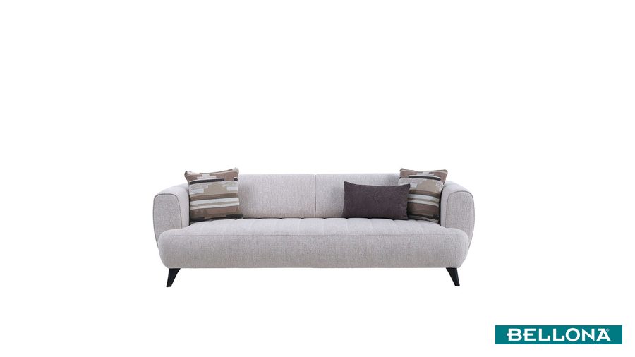 Mona 3-Sitzer Sofa - Beige - Braun Füße von Bellona