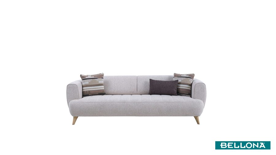 Mona 3-Sitzer Sofa - Beige - Eiche-Füße von Bellona