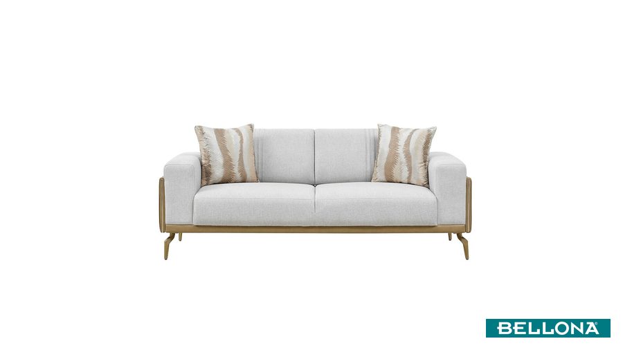 Montella 2-Sitzer Sofa - Taupe - Braun - goldene Füße von Bellona