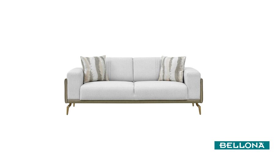Montella 2-Sitzer Sofa - Taupe - Grün - goldene Füße von Bellona