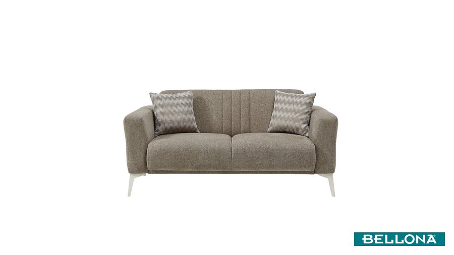 Nadia 2-Sitzer Sofa - Taupe - weiße Füße von Bellona