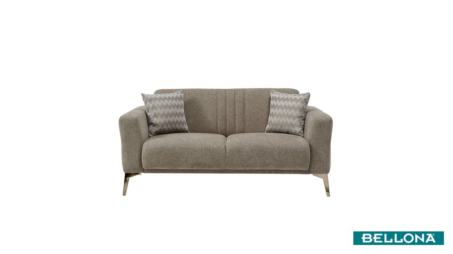Nadia 2-Sitzer Sofa - Taupe - Bronze-Füße von Bellona