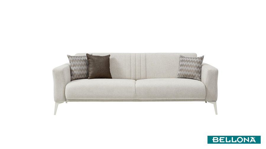 Nadia 3-Sitzer Sofa - Creme - weiße Füße von Bellona