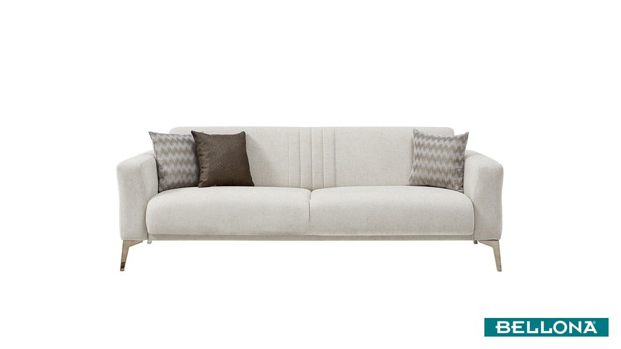Nadia 3-Sitzer Sofa - Creme - Bronze-Füße von Bellona