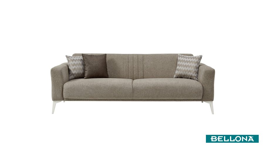 Nadia 3-Sitzer Sofa - Taupe - weiße Füße von Bellona
