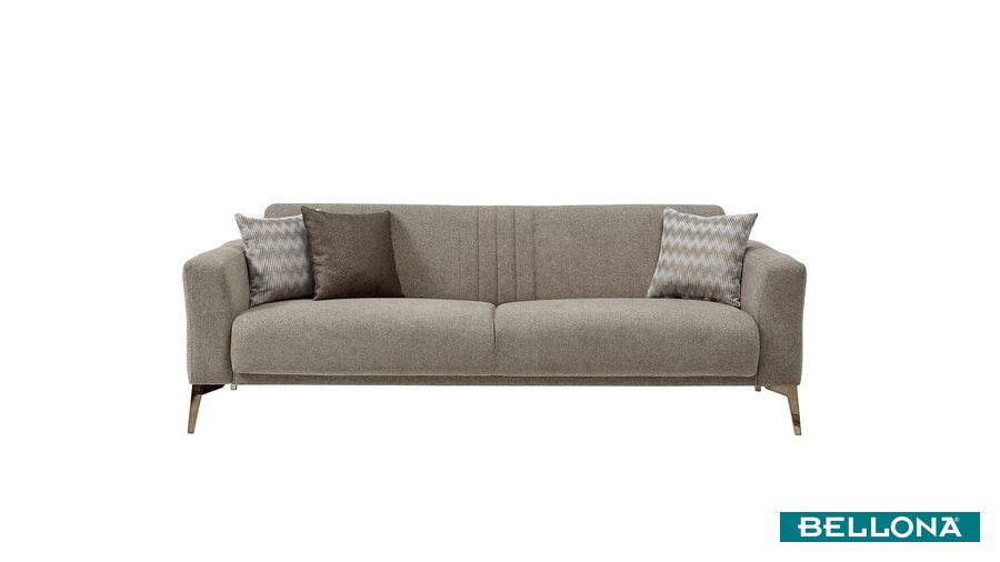 Nadia 3-Sitzer Sofa - Taupe - Bronze-Füße von Bellona