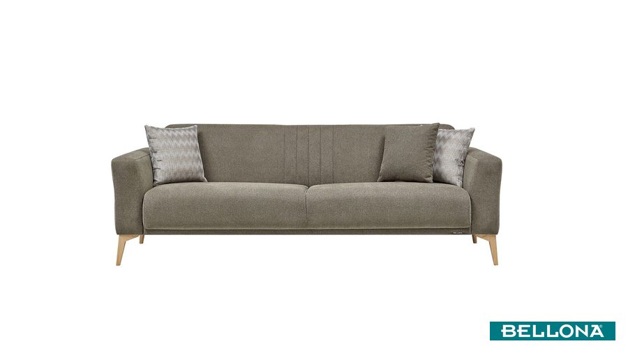 Nadia 3-Sitzer Sofa - Grün - Eiche-Füße von Bellona