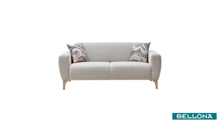Orleon 2-Sitzer Sofa - Taupe - Eiche-Füße von Bellona