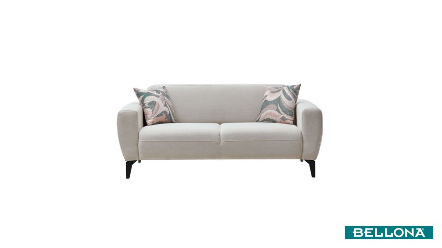 Orleon 2-Sitzer Sofa - Taupe - schwarze Füße von Bellona