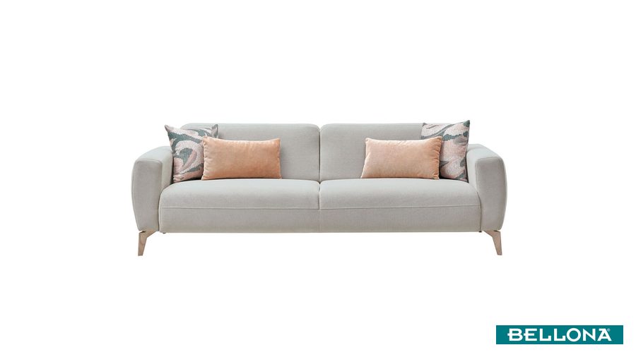 Orleon 3-Sitzer Sofa - Taupe - Eiche-Füße von Bellona