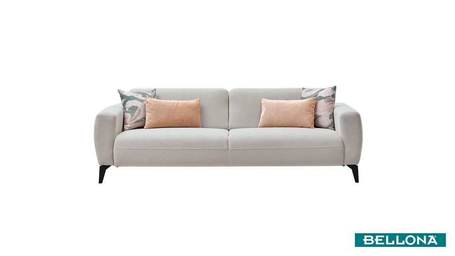 Orleon 3-Sitzer Sofa - Taupe - schwarze Füße von Bellona