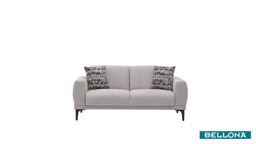 Porto 2-Sitzer Sofa - Creme - schwarze Füße von Bellona
