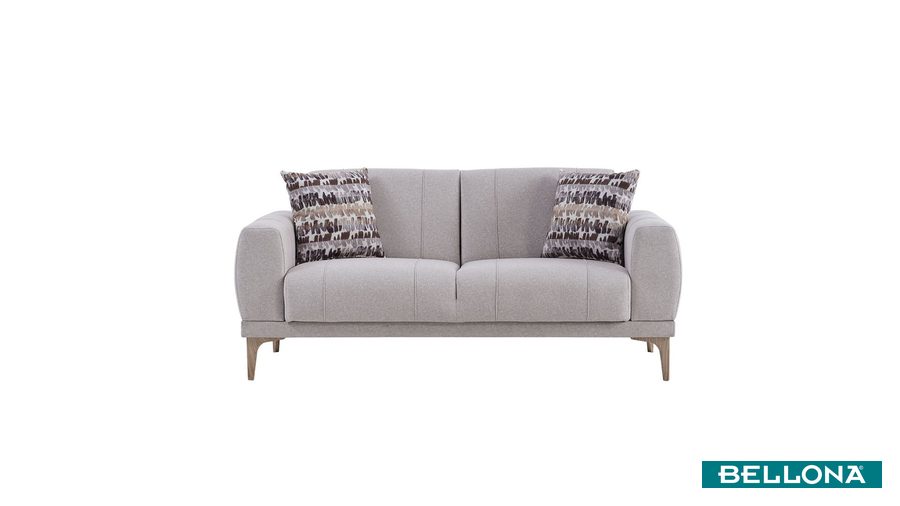 Porto 2-Sitzer Sofa - Creme - Eiche-Füße von Bellona