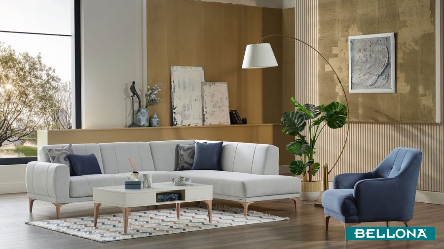 Porto Ecksofa - Grau von Bellona