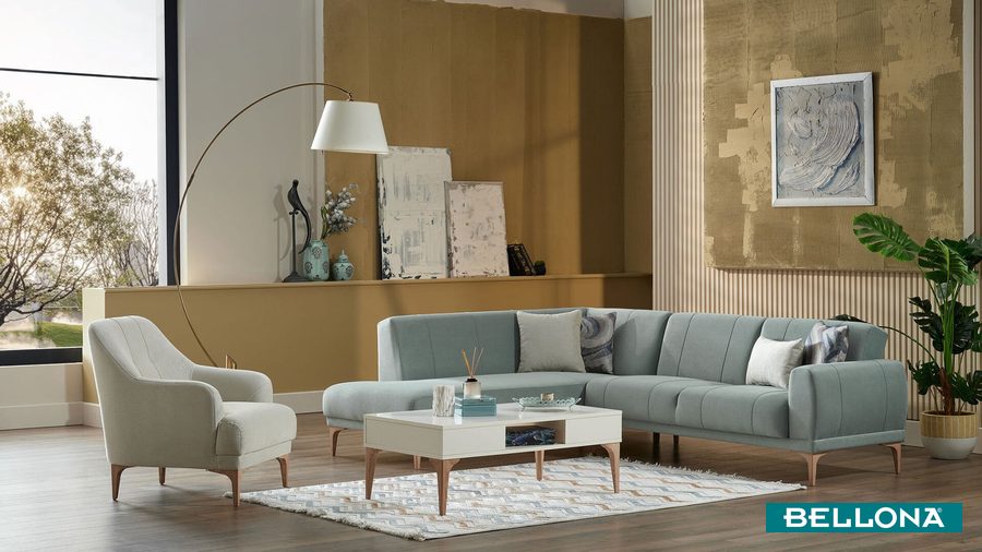 Porto Ecksofa - Grün von Bellona