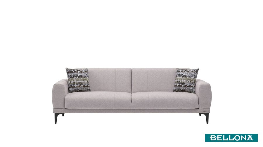 Porto 3-Sitzer Sofa - Creme - schwarze Füße von Bellona