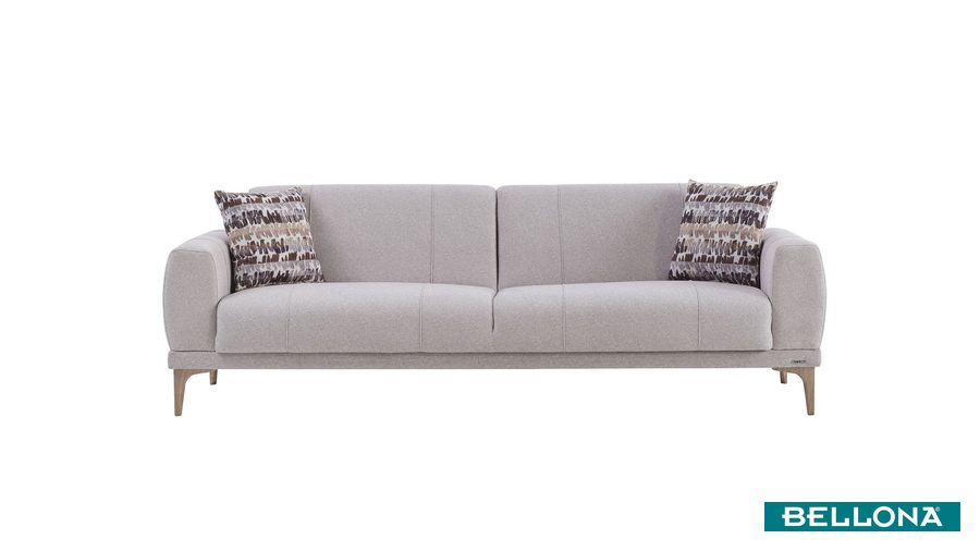 Porto 3-Sitzer Sofa - Creme - Eiche-Füße von Bellona